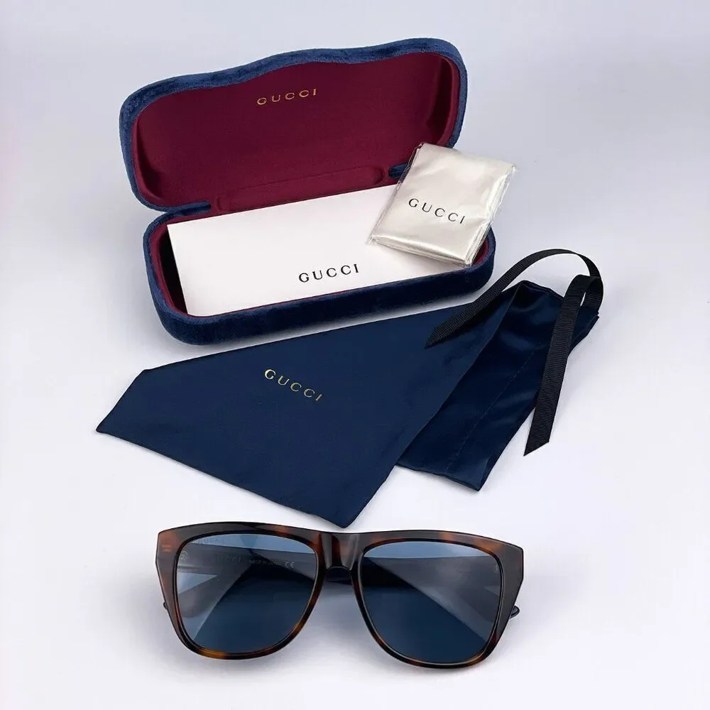 SALE! NEW Gucci Web GG0926S 002 Havana Blue Rectangle Men Sunglasses